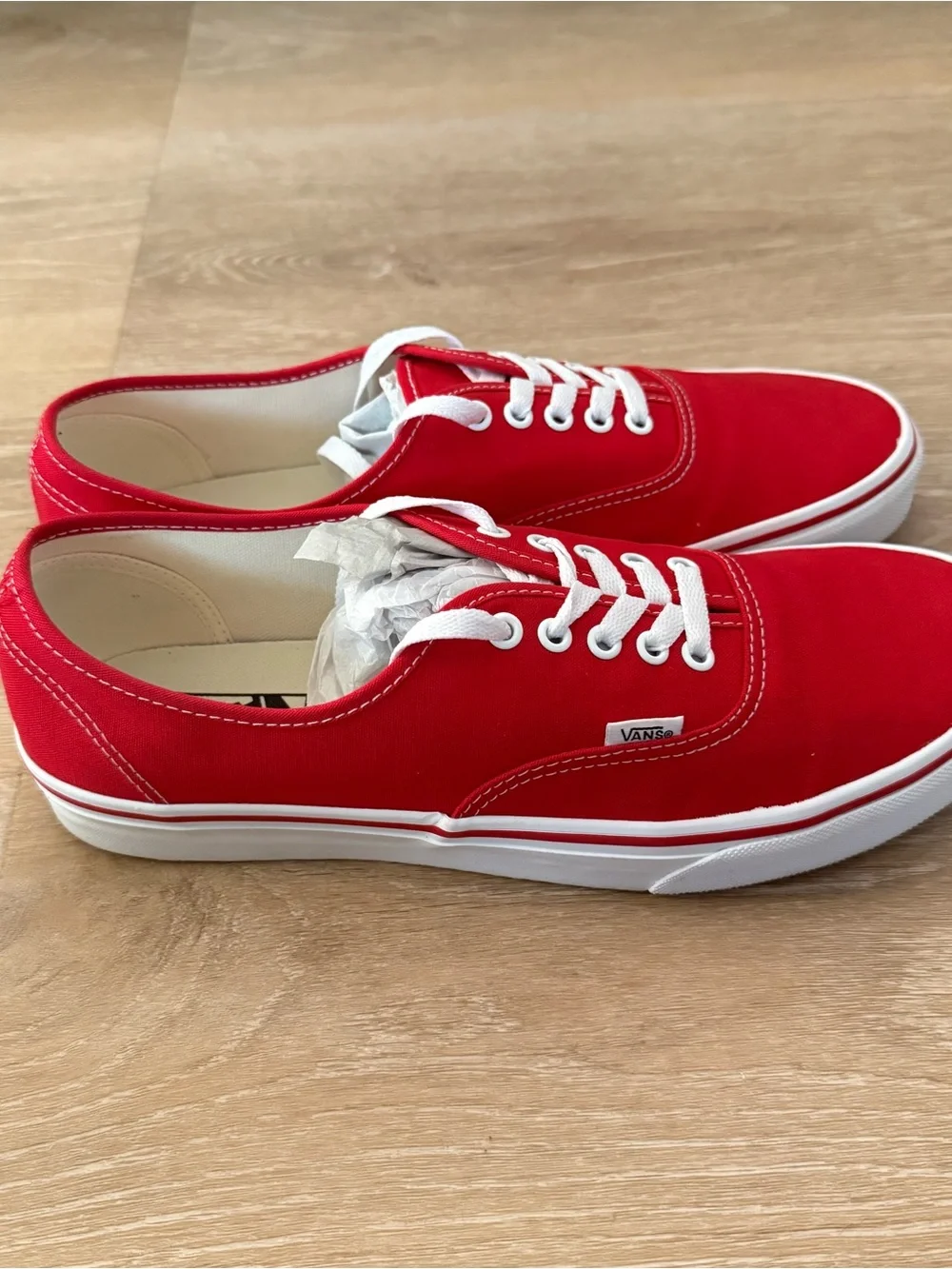 Vans Red Low-Top Canvas Sneakers with White Laces